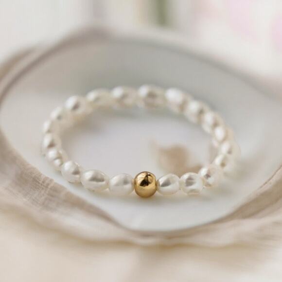 NEW freshwater pearl beaded beachy Boho style ring jewelry size 8 B25A - Picture 3 of 3